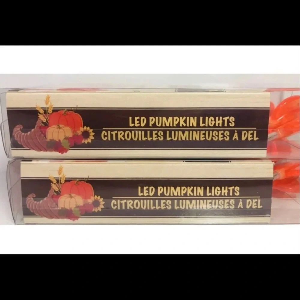 2~Packs Pumpkin Lights 3ft String 10 Led Light Indoor Use Batteries Not Included